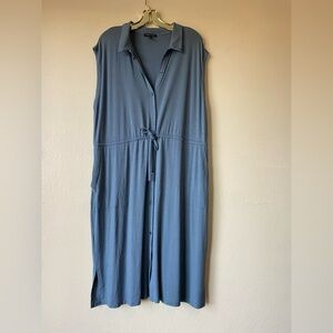 Eileen fisher dress drawstring waist dusty blue xl viscose